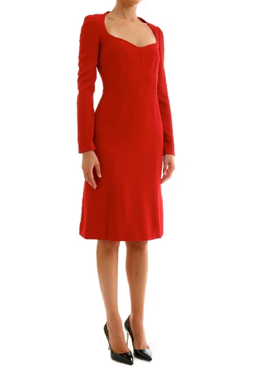 Shop Dolce & Gabbana Dress In Cady Red