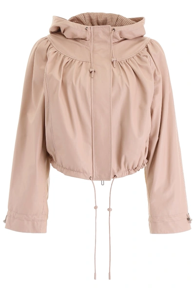 Shop Drome Hooded Bomber Jacket In Soft Powder
