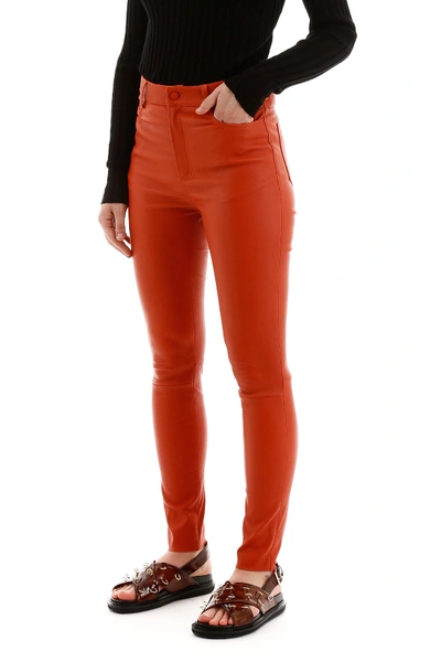 Shop Drome Stretch Nappa Trousers In Fire Opal