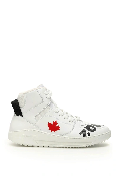 Shop Dsquared2 Barkley Hi Top Sneakers In Bianco