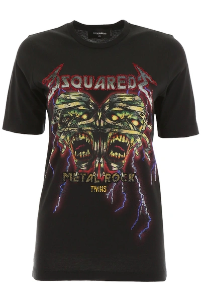 Shop Dsquared2 Crystal Metal Rock T-shirt In Black