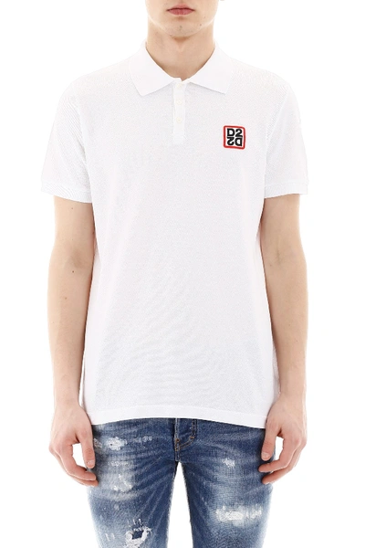 Shop Dsquared2 D2 Patch Polo Shirt In White