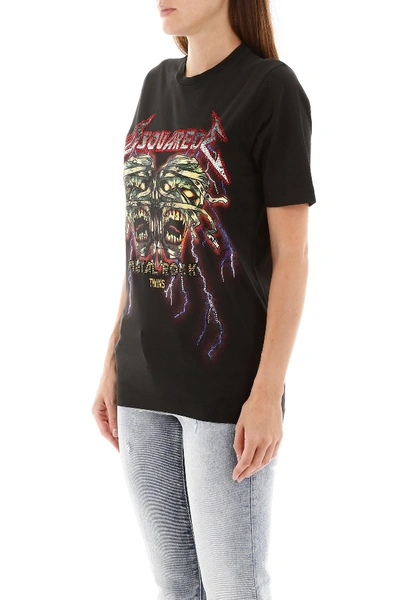 Shop Dsquared2 Crystal Metal Rock T-shirt In Black