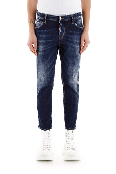 Shop Dsquared2 D2xpepsi Cool Girl Cropped Jeans In Blue