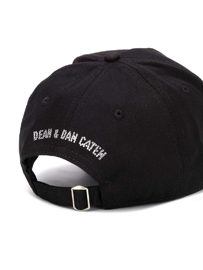 Dsquared2 Logo Embellished Cotton Baseball Cap In Nero