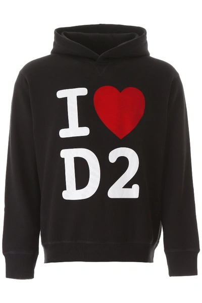Shop Dsquared2 I Love D2 Hoodie In Black