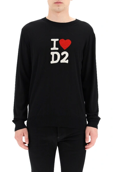 Shop Dsquared2 I Love D2 Inatsia Sweater In Black
