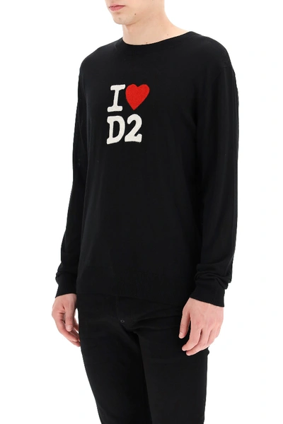 Shop Dsquared2 I Love D2 Inatsia Sweater In Black