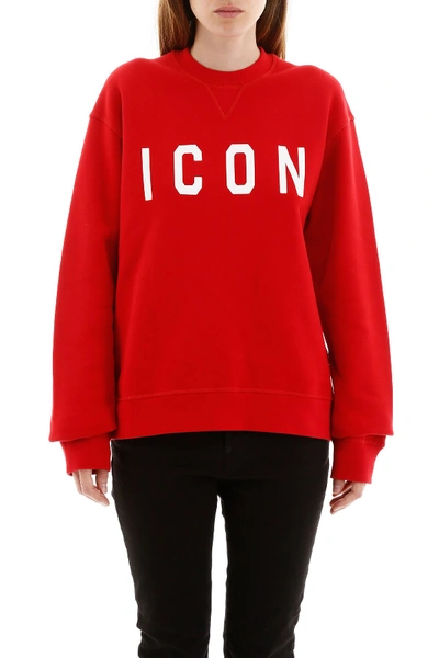 Shop Dsquared2 Icon Sweatshirt In Red White Print