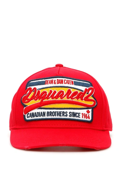 Shop Dsquared2 Logo Patch Baseball Cap In Rosso