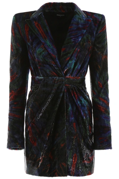 Shop Dsquared2 Multicolor Velvet Mini Dress In Mix Colors