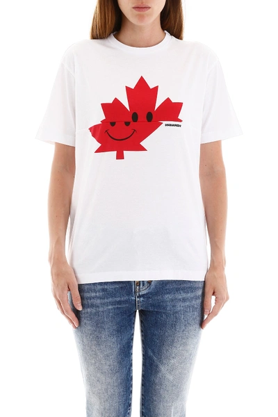 Shop Dsquared2 Smile Leaf T-shirt In White