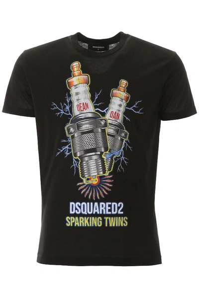 Shop Dsquared2 Sparking Twins T-shirt In Black