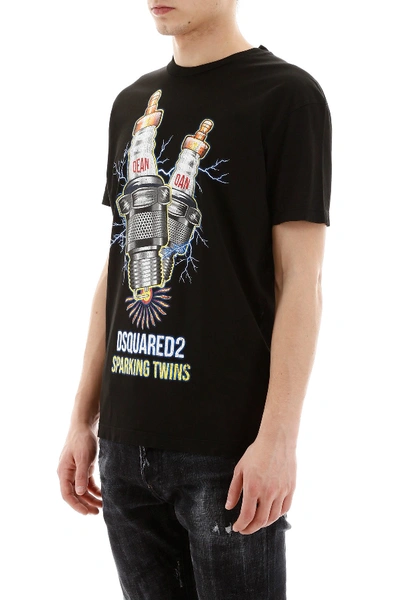 Shop Dsquared2 Sparking Twins T-shirt In Black