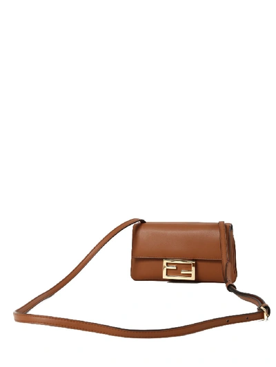 Shop Fendi Duo Baguette Bag In Brown