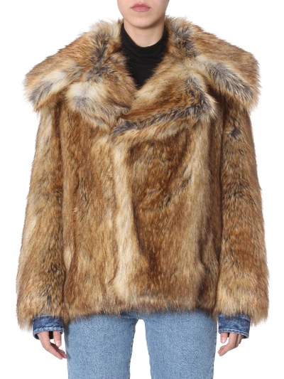 Shop Dsquared2 Eco-fur Jacket In Beige