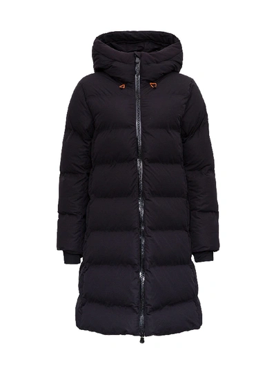 Shop Save The Duck Ecological Long Down Jacket With Hood In Black