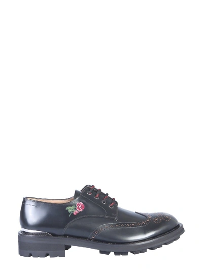 Shop Alexander Mcqueen Embroidered Lace-up In Black