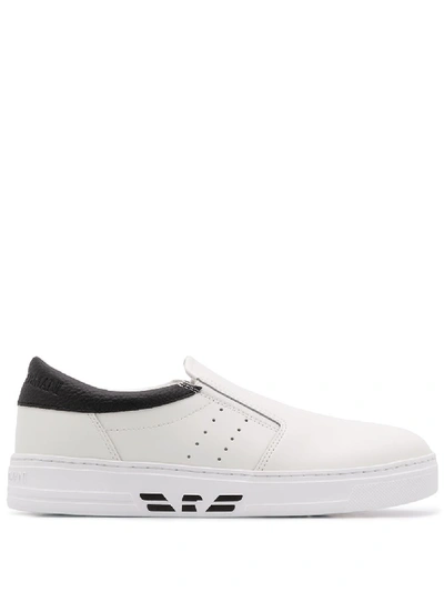 Shop Emporio Armani Sneakers In Bianco