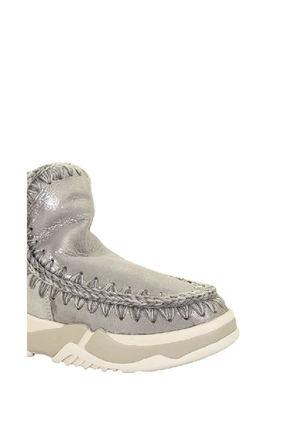 Shop Mou Eskimo Trainer Microglitter Silver Boot