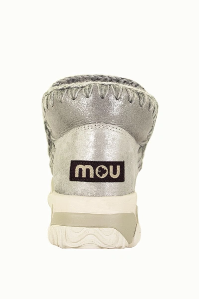 Shop Mou Eskimo Trainer Microglitter Silver Boot