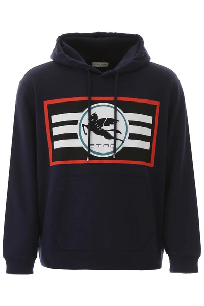 Shop Etro Pegaso Logo Hoodie In Blu