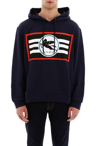 Shop Etro Pegaso Logo Hoodie In Blu