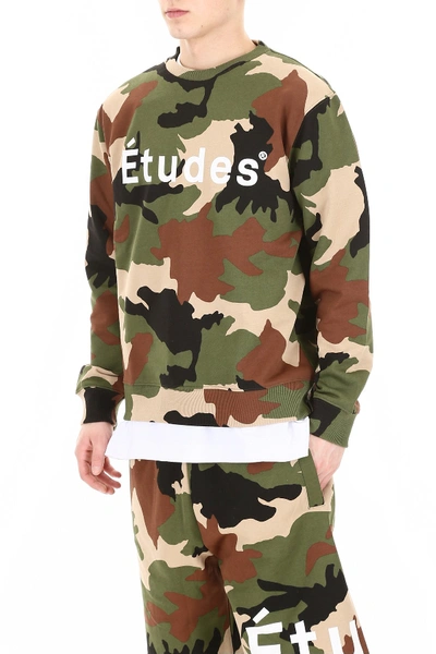Shop Etudes Studio Etudes Camouflage Logo Sweatshirt In Camo Green