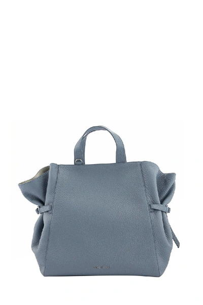 Shop Orciani Fan Soft Large Leather Handbag In Light Blue