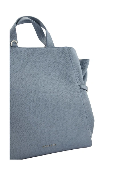 Shop Orciani Fan Soft Large Leather Handbag In Light Blue