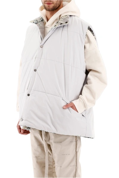 Shop Fear Of God Reversible Nylon Maxi Vest In Prairie Ghost Camo