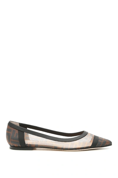 Shop Fendi Colibri' Ff Ballet Flats In Tabacco Moro Nero