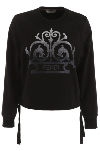 Shop Fendi Cropped Sweatshirt In Black