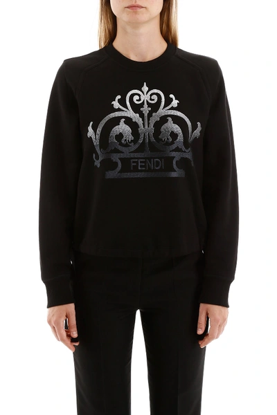 Shop Fendi Cropped Sweatshirt In Black