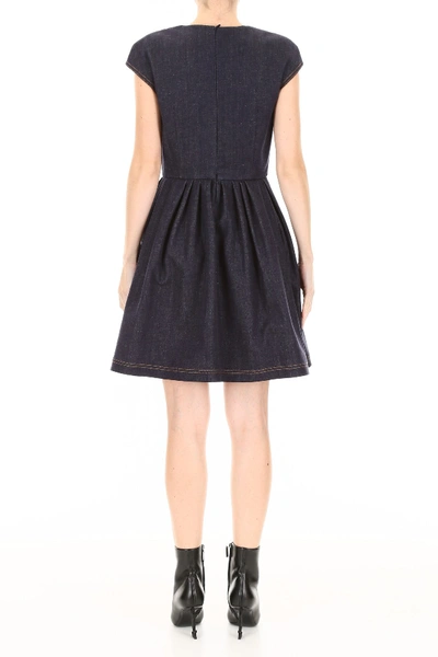 Shop Fendi Denim Dress With Embroidery In Blu