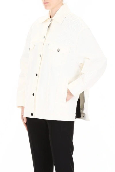 Shop Fendi Roma Denim Jacket In White