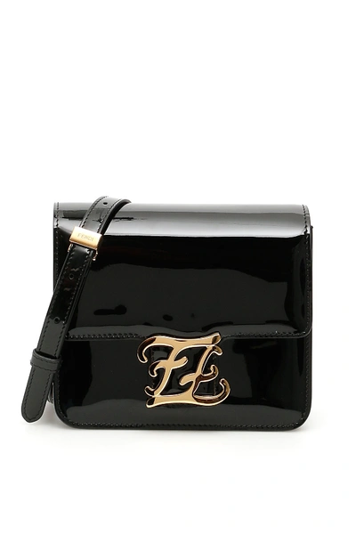 Shop Fendi Ff Karligraphy Bag In Nero Oro Soft