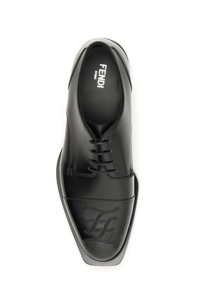 Shop Fendi Ff Karligraphy Derbies In Nero Nero Nero