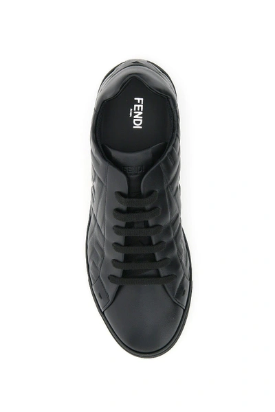 Shop Fendi Ff Leather Sneakers In Nero Nero