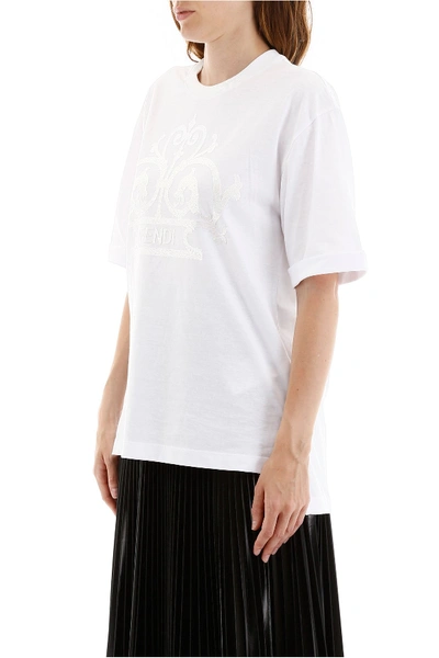 Shop Fendi Grille Royal T-shirt In White