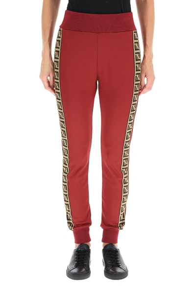 Shop Fendi Joggers With Ff Logo Bands In Cello