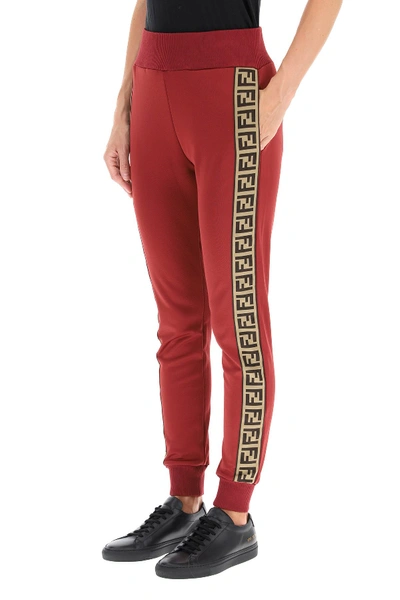 Shop Fendi Joggers With Ff Logo Bands In Cello