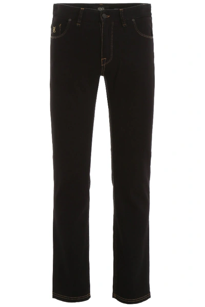 Shop Fendi Karligraphy Jeans In Nero