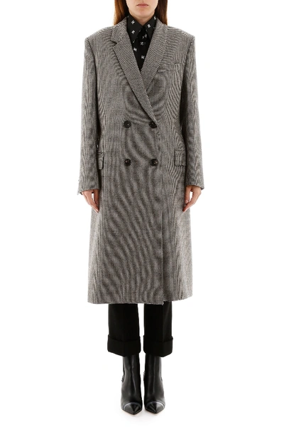 Shop Fendi Long Coat With Scarf Belt In Brown Beige