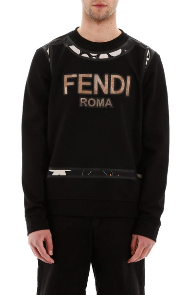 Shop Fendi Logo Sweatshirt In Nero