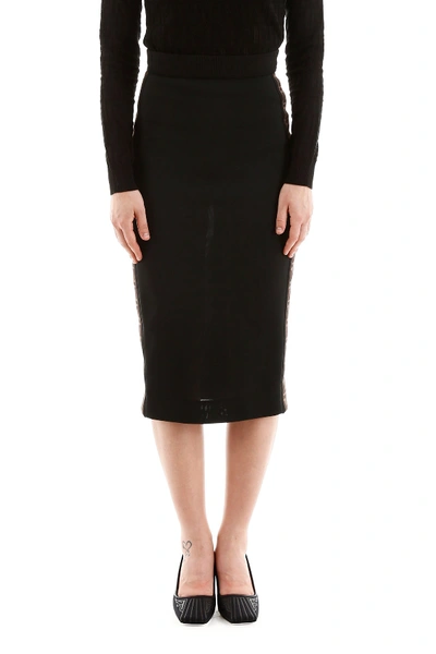Shop Fendi Pencil Skirt With Ff Bands In Black