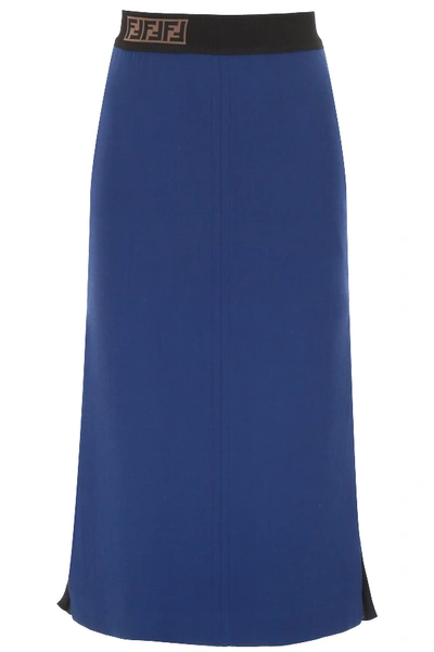 Shop Fendi Pencil Skirt With Pleated Side In Martinique