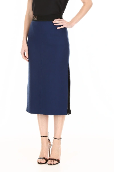 Shop Fendi Pencil Skirt With Pleated Side In Martinique