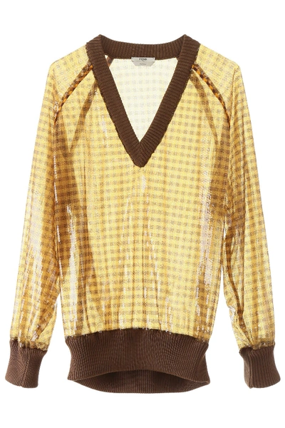 Shop Fendi Sequined Vichy Sweater In Medlar