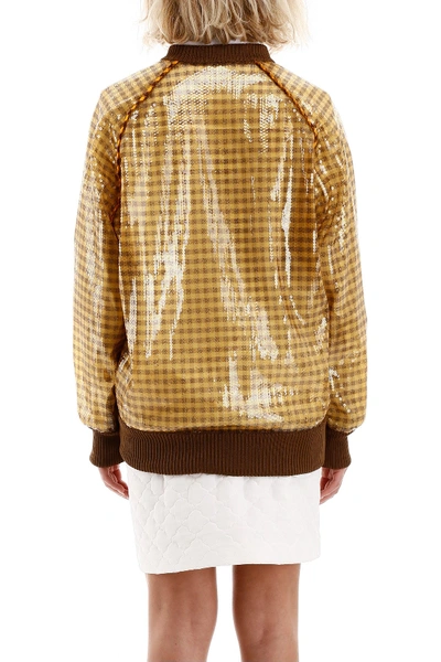 Shop Fendi Sequined Vichy Sweater In Medlar